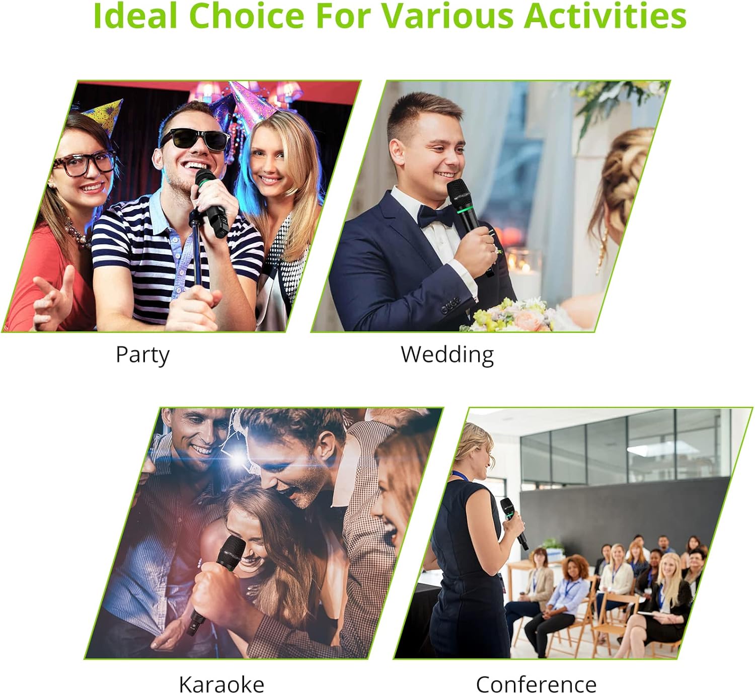 LiNKFOR UHF Handheld Rechargeable Microphone System, All Metal Dual Cordless MIC with Bluetooth, RCA Input/Output, 6.35mm Output for Karaoke Machine, Mixer, Sound Bar