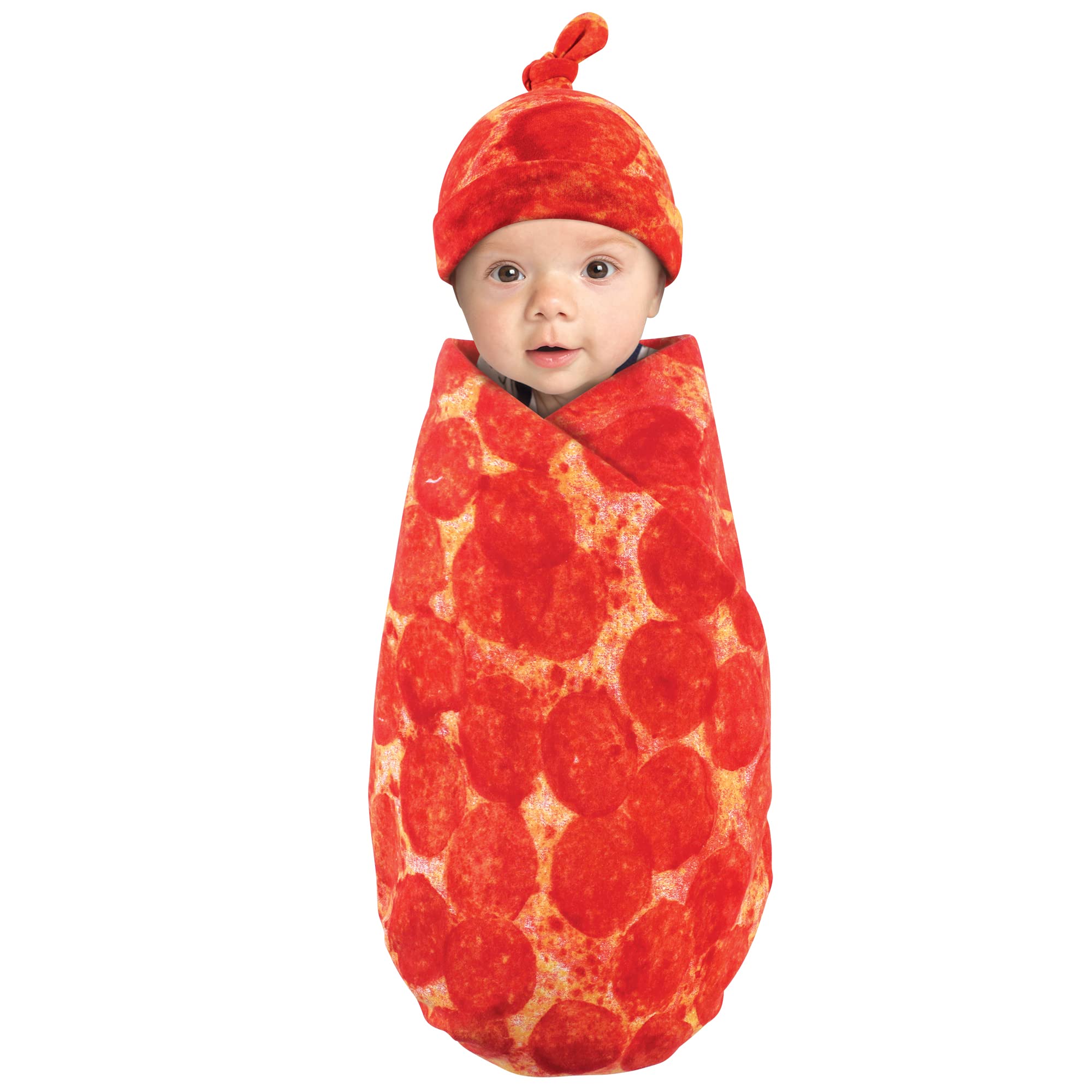 Touched by Nature Unisex Baby Wickeldecke und Stirnband oder Mütze, Bio-Baumwolle, Pizza, Einheitsgröße