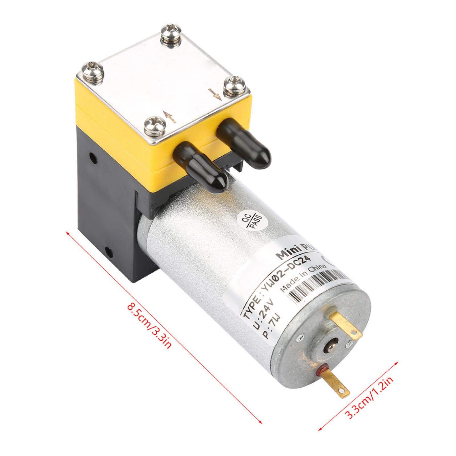 YUMILI Vakuumpumpe 24V – Miniatur-Membranpumpe, 0,4–1 L/min, Für Instrumente, Medizin, Chemie, Selbstansaugend, 3 Bar (Flüssigkeit) / 1 Bar (Gas)