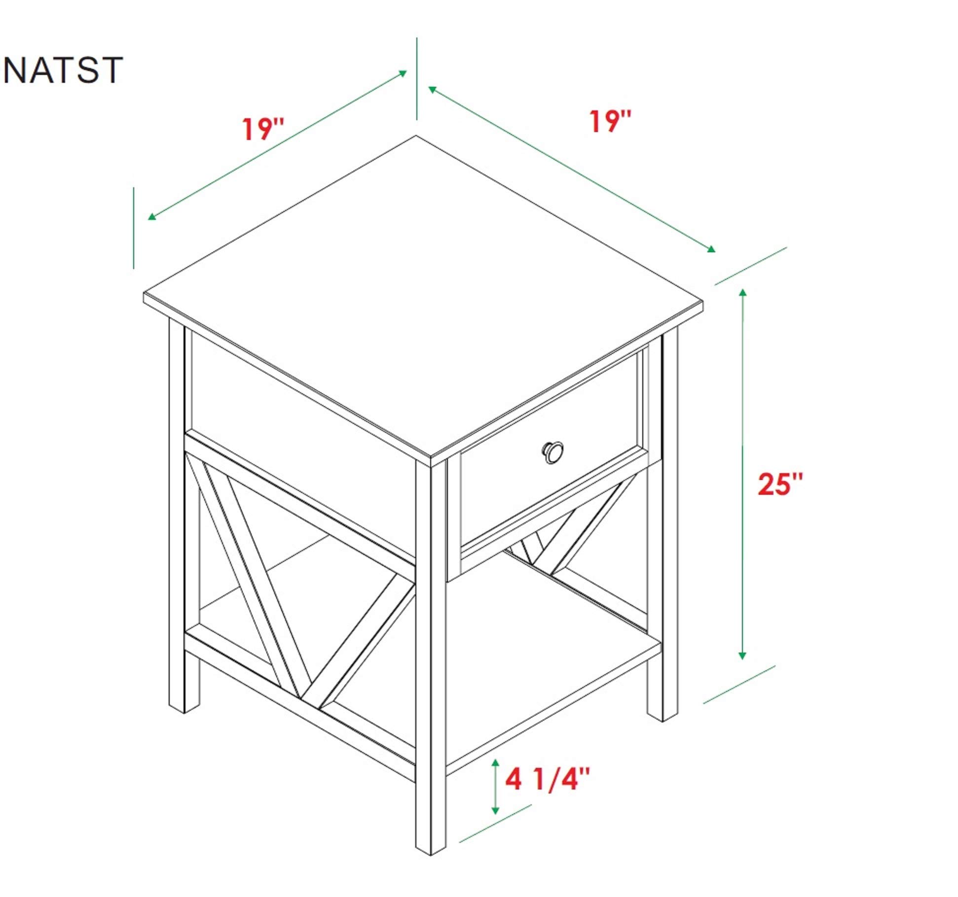 Walker Edison Natalee Modern Farmhouse 1 Drawer Wood Square Side Table ...