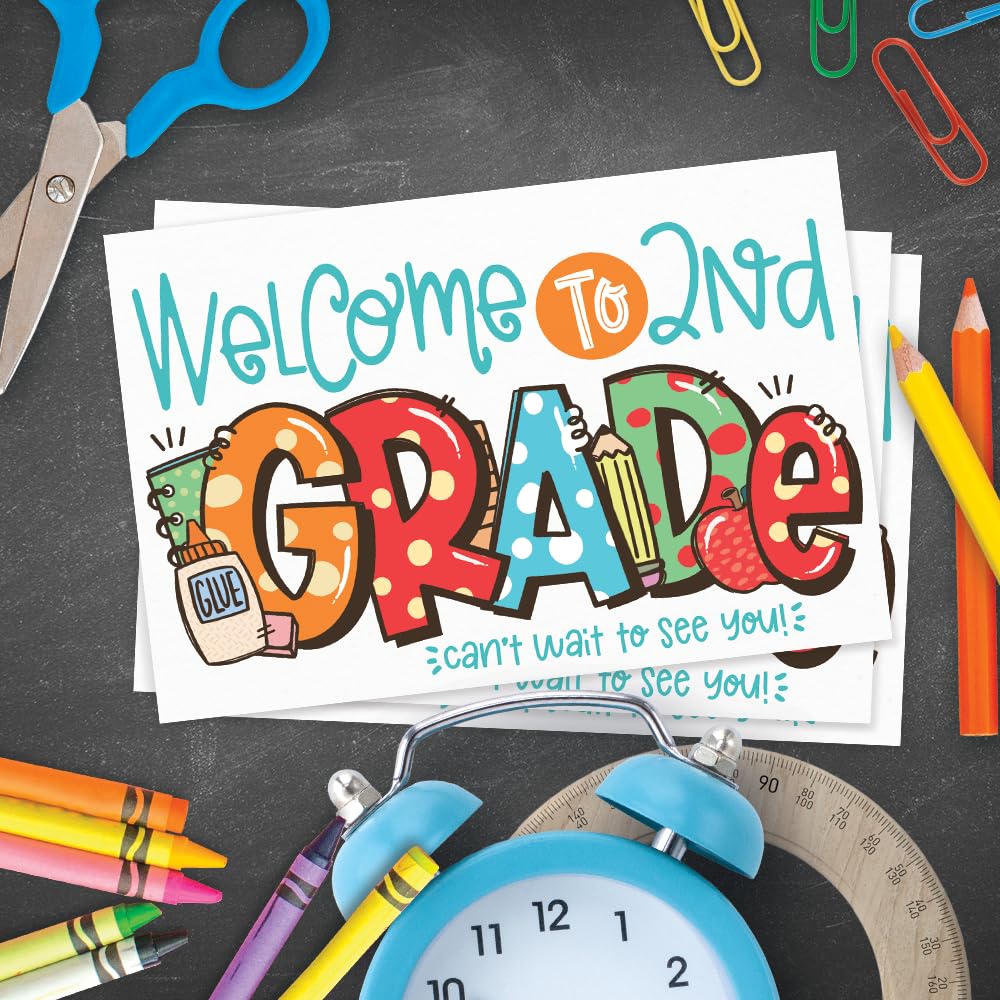 Amazon.com : m&h invites 2nd Grade Back To School Postcards For Students  From Teacher - Cute Second Grade Classroom Supplies