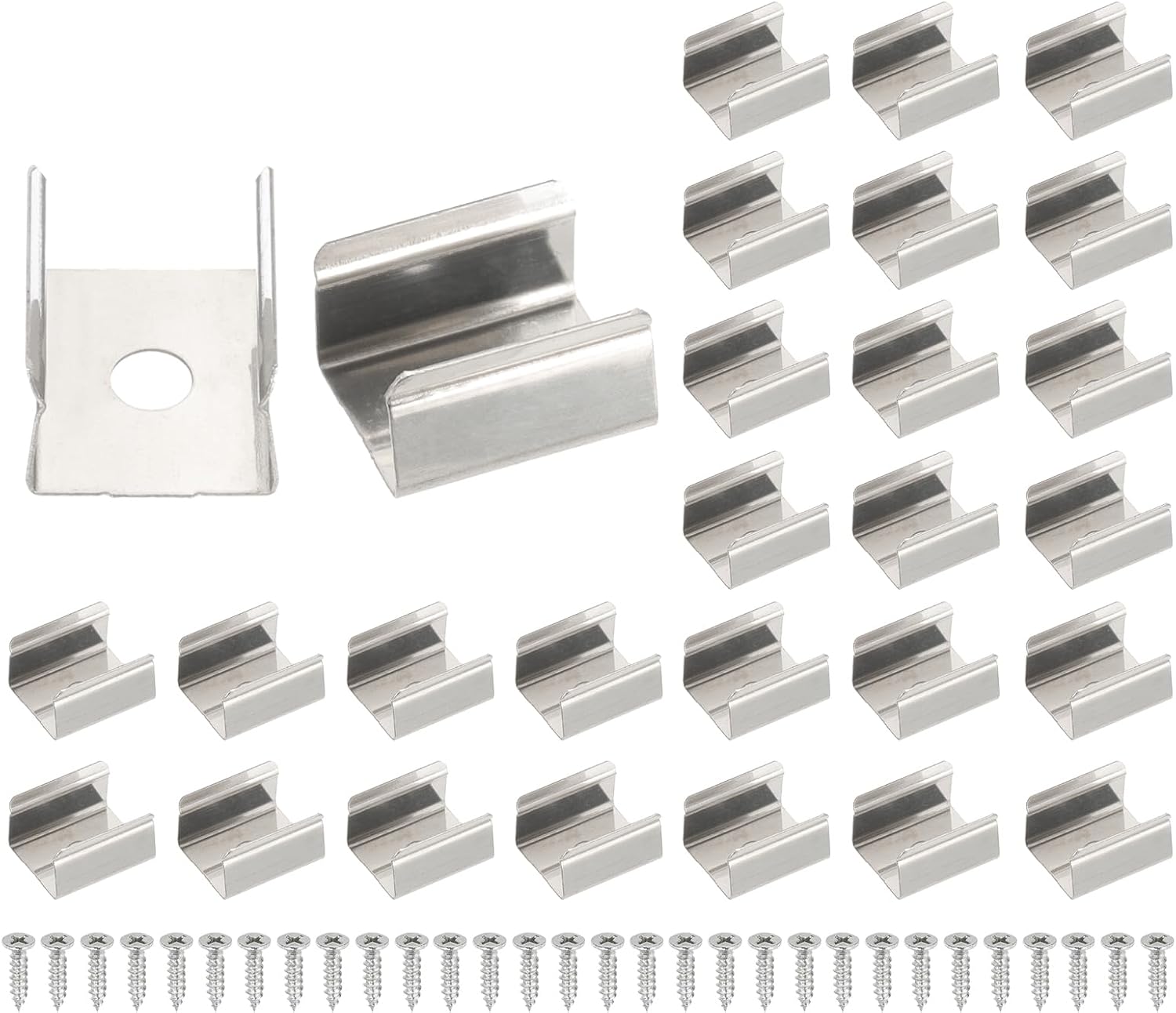 PATIKIL LED Strip Clips, 50pcs Stainless Steel Mounting Brackets Fixing ...