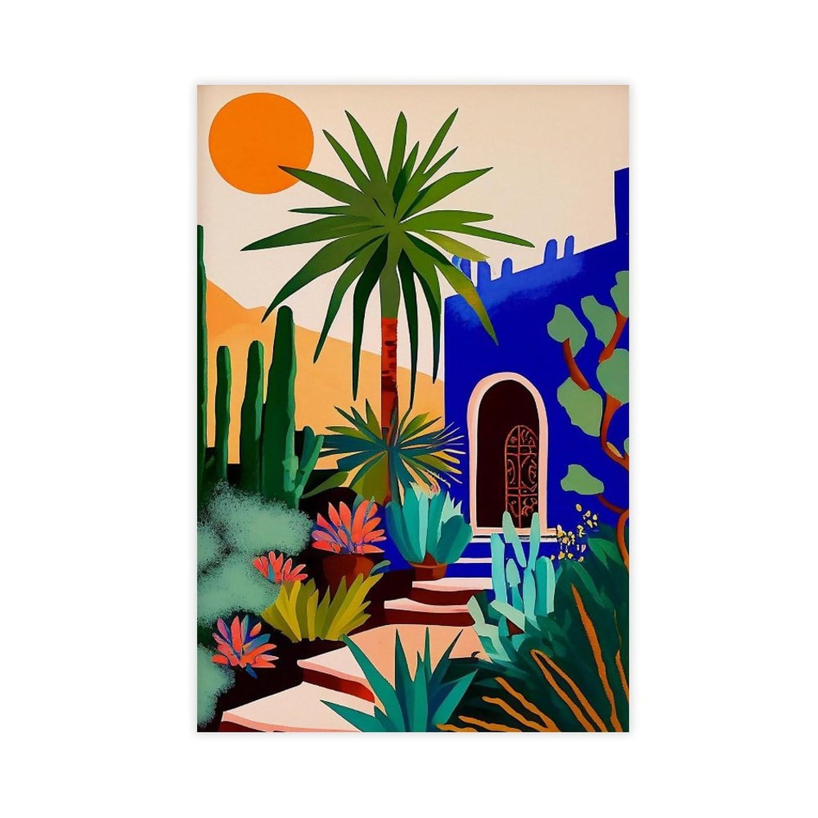 Bncedjk Jardin Majorelle Garden Marrakesh Artwork, Jardin Majorelle Garden, Marrakesh Artwork, Canvas Poster Bedroom Decor Landscape Decor Gift 12X18inch(30X45cm)