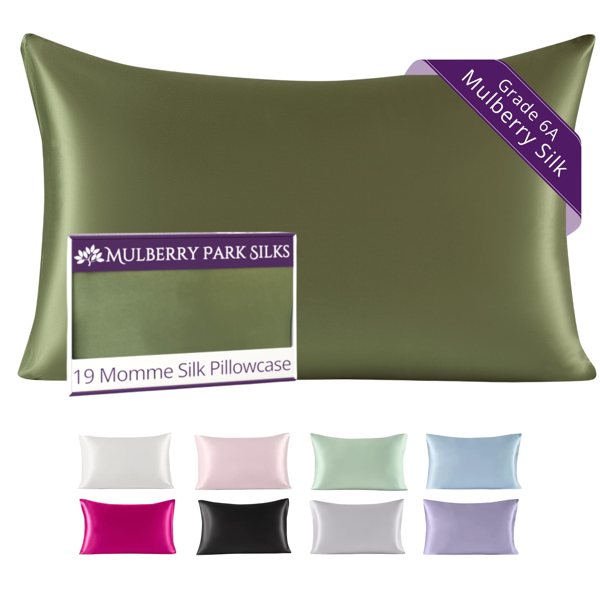 Mulberry Park 100% Silk Pillowcase - 19 Momme, Grade 6A Mulberry Silk - Hidden Zipper Closure - Copper/Standard (20'' x 26'')