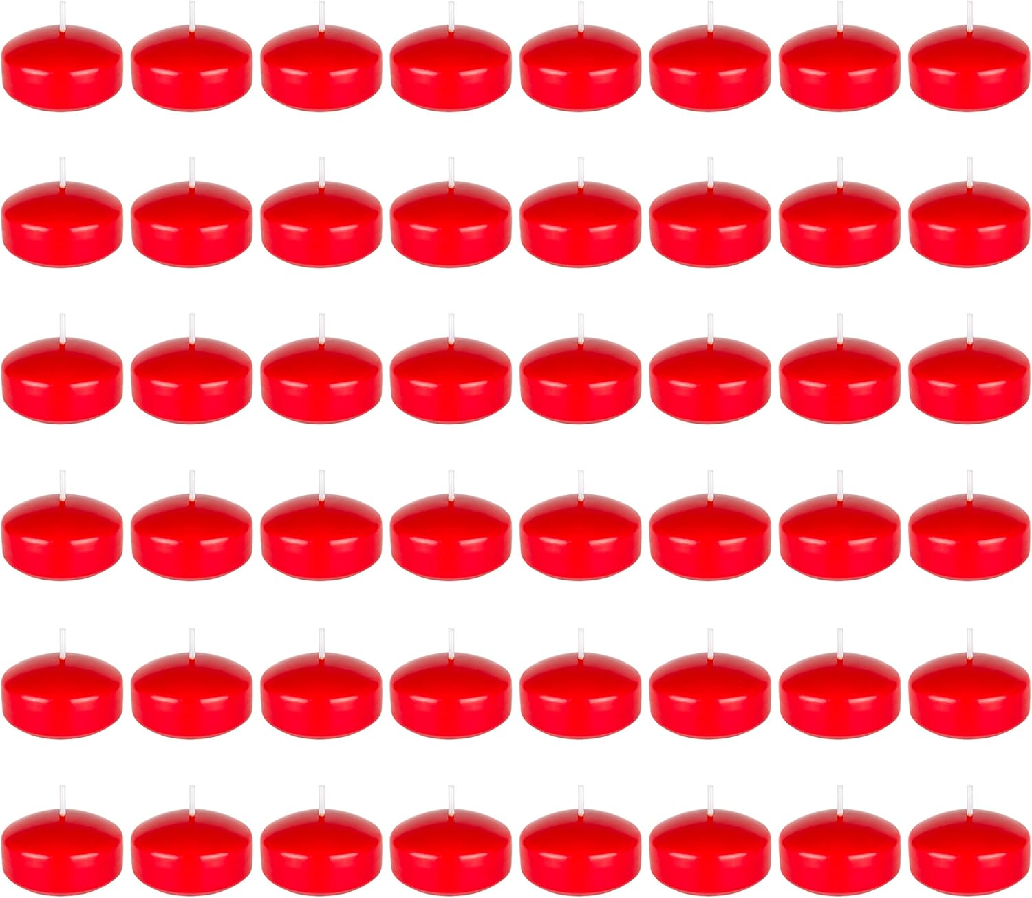 Mega Candles 48 pcs Unscented Red Floating Candles, Hand Poured Wax Candle 2 Inch Diameter, Home Décor, Wedding Receptions, Occasions, Festivities, Events, Meditations, Tranquility, Spa