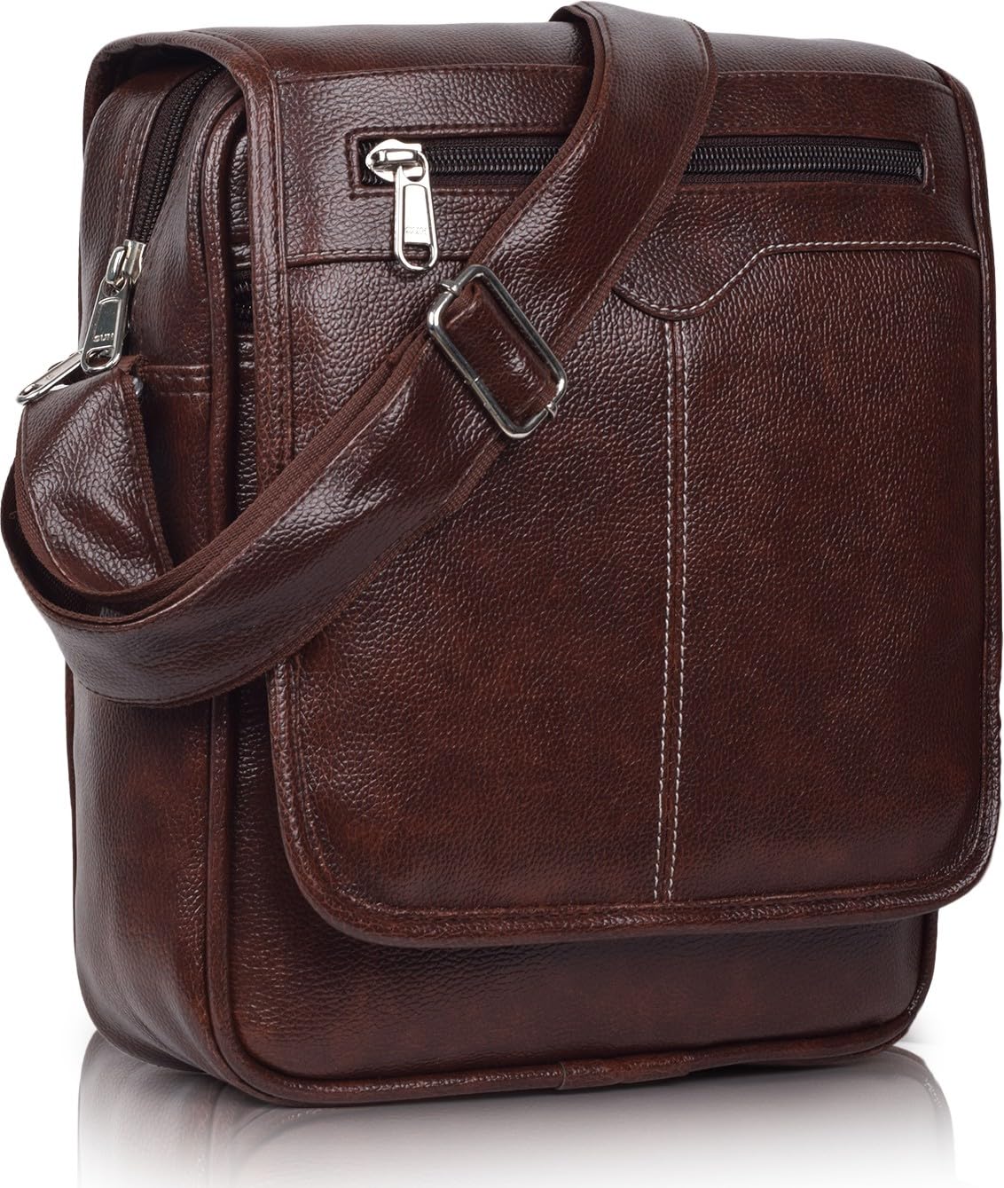 Stylish PU Leather Sling Cross Body Travel Office Business Messenger One Side Shoulder Bag for Men Women-image-16