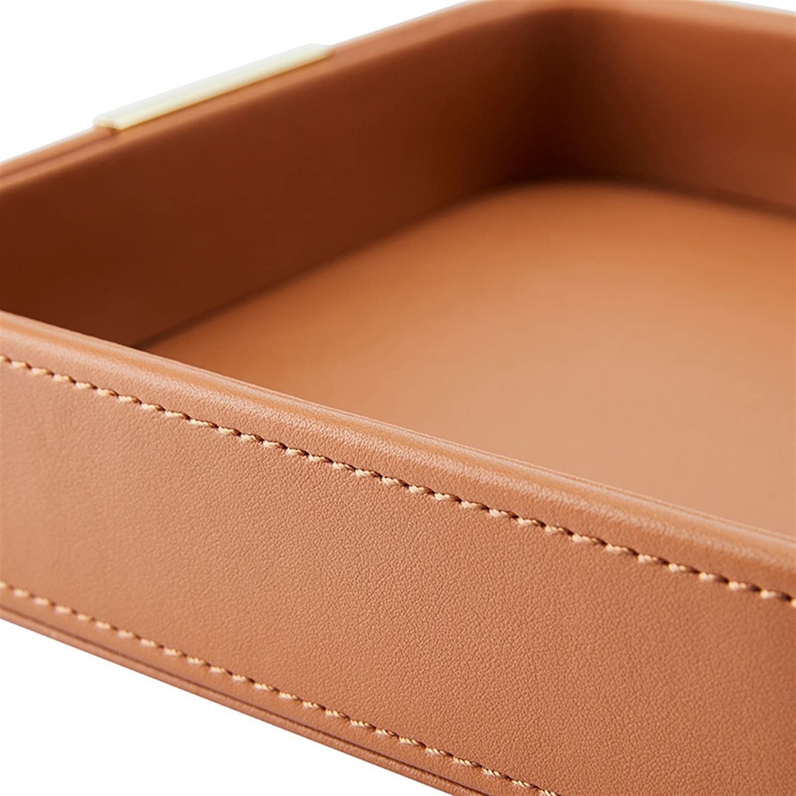 Bandejas Bandeja de Almacenamiento de Escritorio de Cuero Bandeja de Almacenamiento Cuadrado Bandeja de Estilo de Estilo Europeo Cajón de Cuero Tray (Color : Orange)