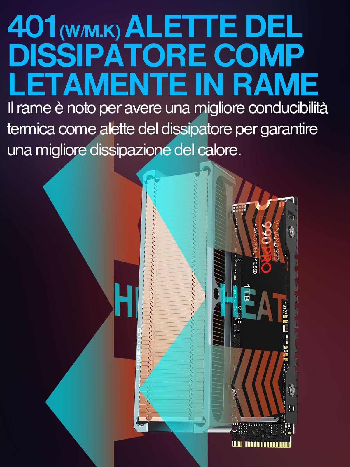 JEYI Q150 Dissipatore di calore per SSD M.2 dissipatore di calore in alluminio, alette Cooper con telaio in alluminio, dissipatori passivi – Finscold Q150-1,7 mm