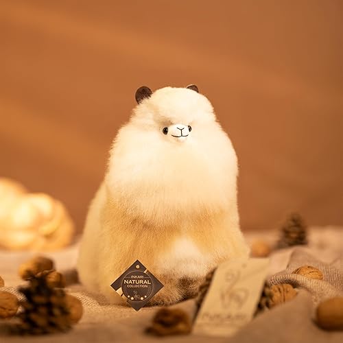 Miniatura 3 de Inkari Peluche de alpaca I de 9 pulgadas, hecho de lana de alpaca real, juguete de peluche de alpaca súper lindo (Sahara)