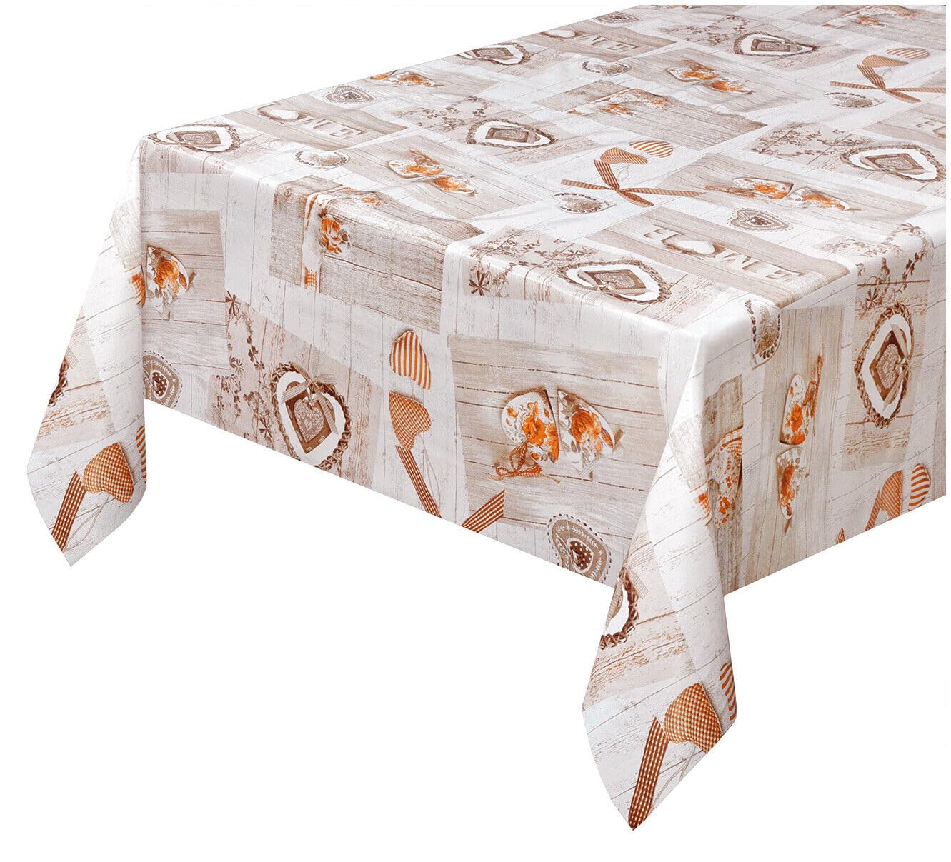 emmevi Tovaglia Cucina Antimacchia Plastificata Cerata Copritavolo Legno Bianco Casa Shabby Chic 140x550 Cm