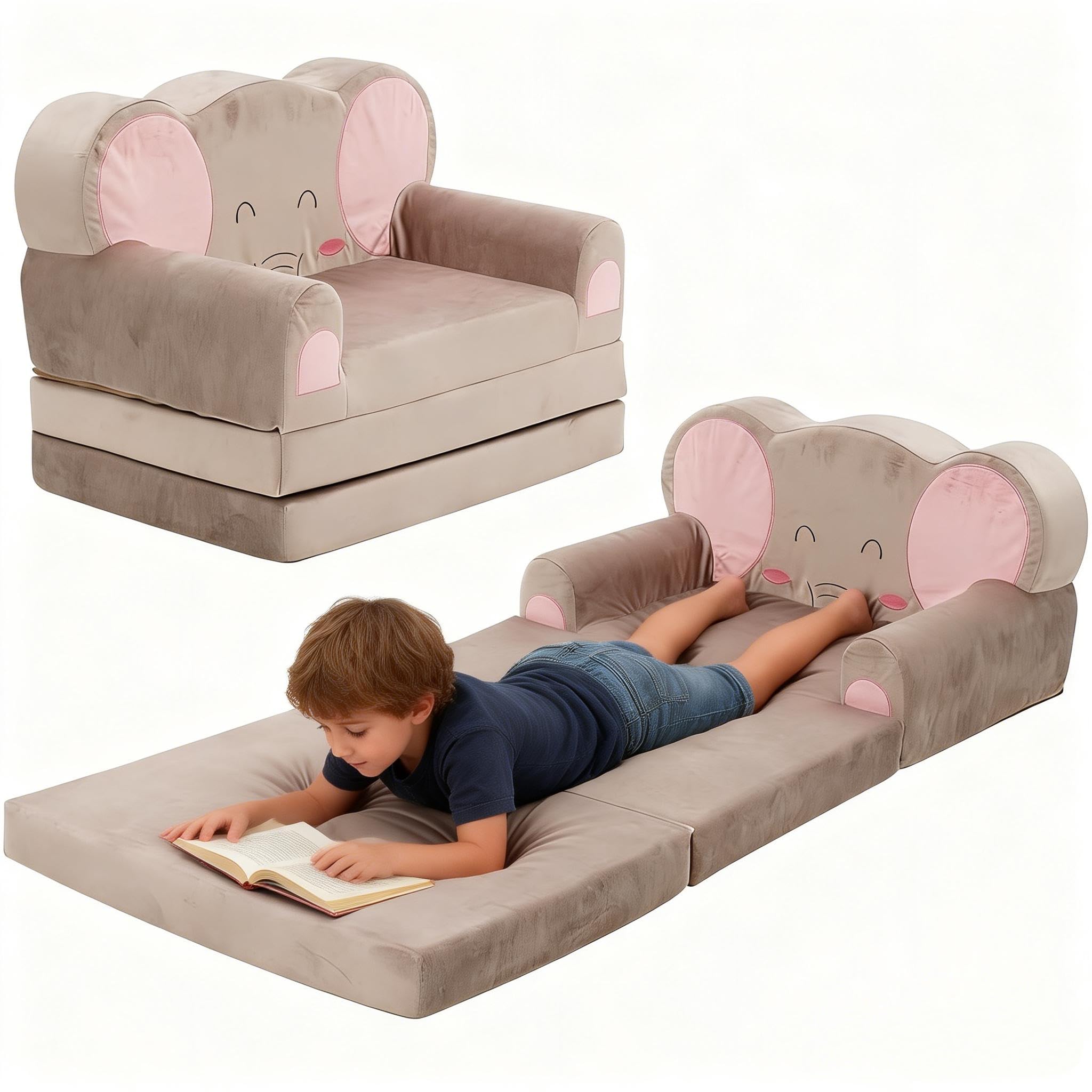 2 en 1 Canapés pour Enfants,Canapé Enfant Convertibleavec Housse de Canapé Amovible,Chauffeuse Enfant Convient aux Salons,Chambres et Salles de Jeux,comme Cadeau d'anniversaire pour Filles et Garçons