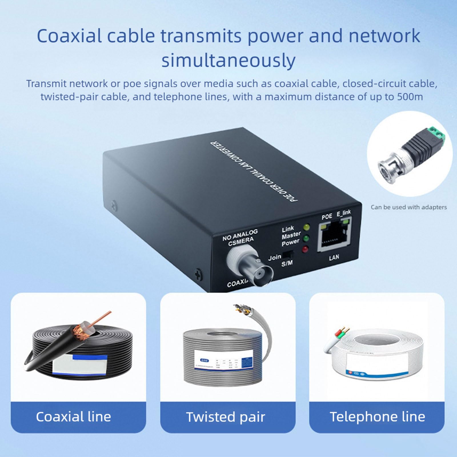 Simple Setups EOC POEs - Extensor de Internet coaxial para una transferencia efectiva de información en diferentes conexiones Arrangemen POEs Coaxiales Transmisión