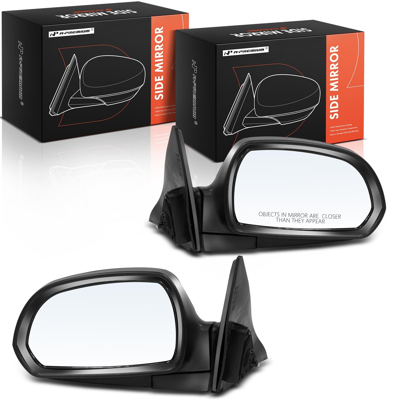 A-Premium Pair (2) Driver and Passenger Side Power Door Mirror - Compatible with Hyundai Elantra 2001-2006 - Heated, Manual Folding - Replace# 876202D520