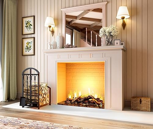 Miniatura 5 de CALIDOLA Estante de almacenamiento de leña, hierro, negro, portátil, 20 pulgadas