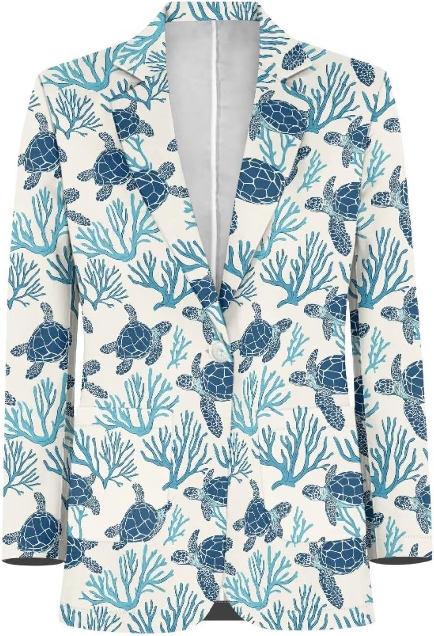 Men's Casual Blazer Long Sleeve Suit Jackets Sports Coats One Button Business Jacket with 2 Pocket Size XS-5XL