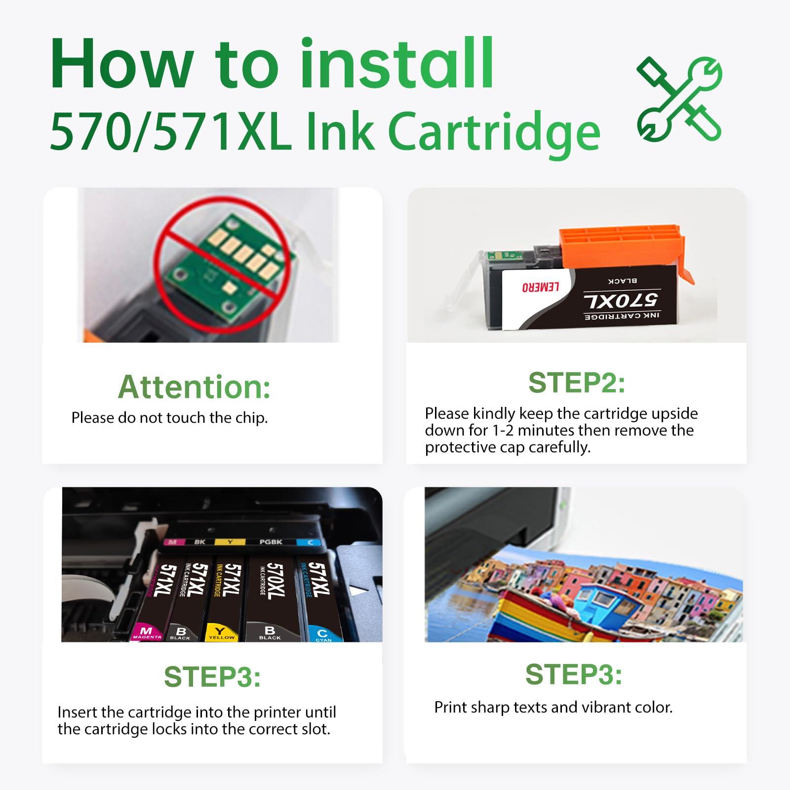 Lemero 570XL 571XL Cartuchos compatibles con Canon 570 571 XL Multipack PGI-570 CLI-571 para Canon Pixma TS5050 TS6050 MG5750 MG6852 MG5753 MG7750 MG5751 TS8050 TS9050(20er-Pack) — view 7