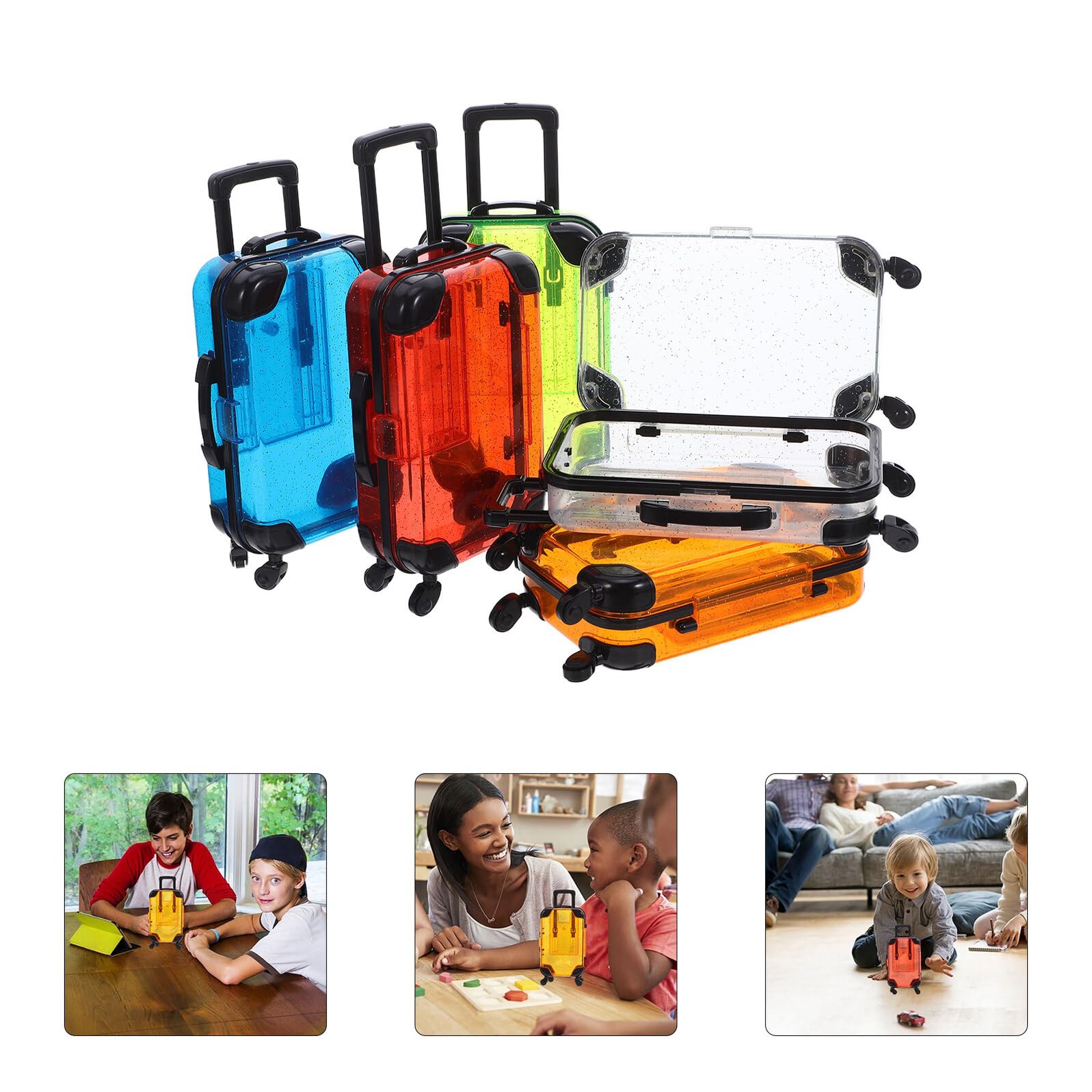 SOIMISS Set da Viaggio 5 Pezzi per con Valigia Giocattolo Mini Trolley con Ruote Girevoli e Maniglia Carrello Giocattolo per per Giochi di Finzione e Gioco di Ruolo Adatto a Feste e