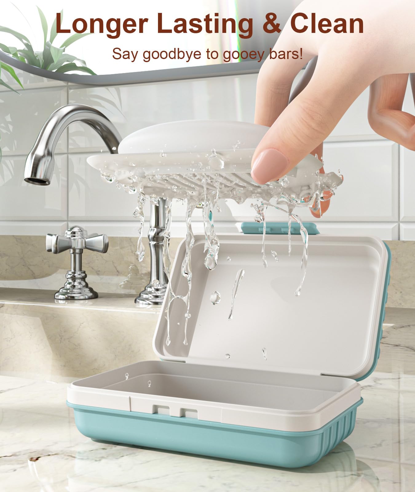 Blue Leakproof Bar Soap Holder with Lid, 1 Pack Travel Soap Case O994409