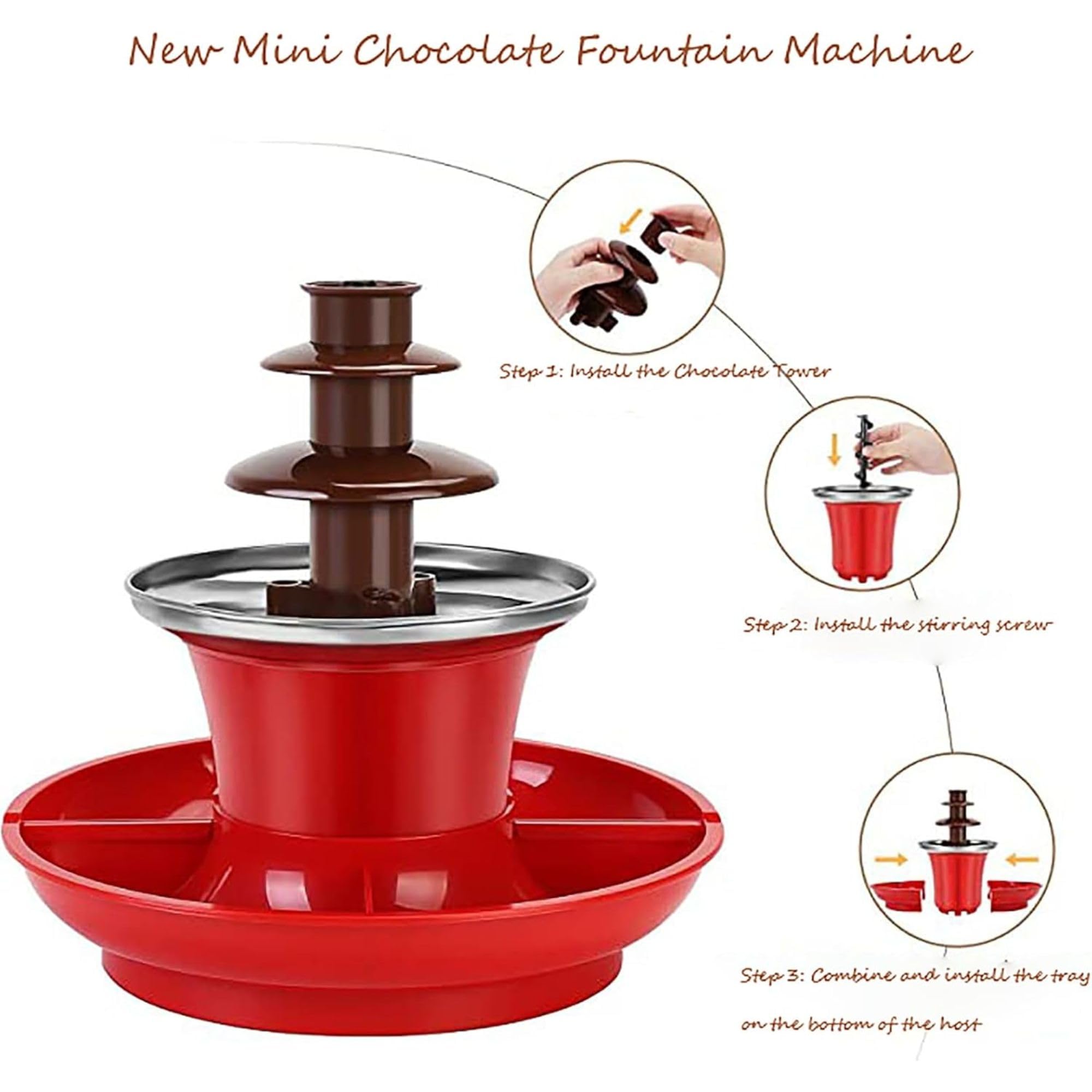 Fontana elettrica per fonduta di Cioccolato a 3 Livelli