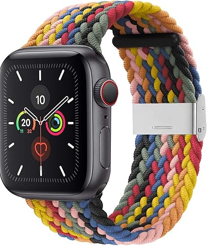 VOAGA - Bandas de reloj de Apple de 1.654in y 1.732in para iWatch para mujeres y hombres con hebilla elástica ajustable para iWatch Series SE 654321