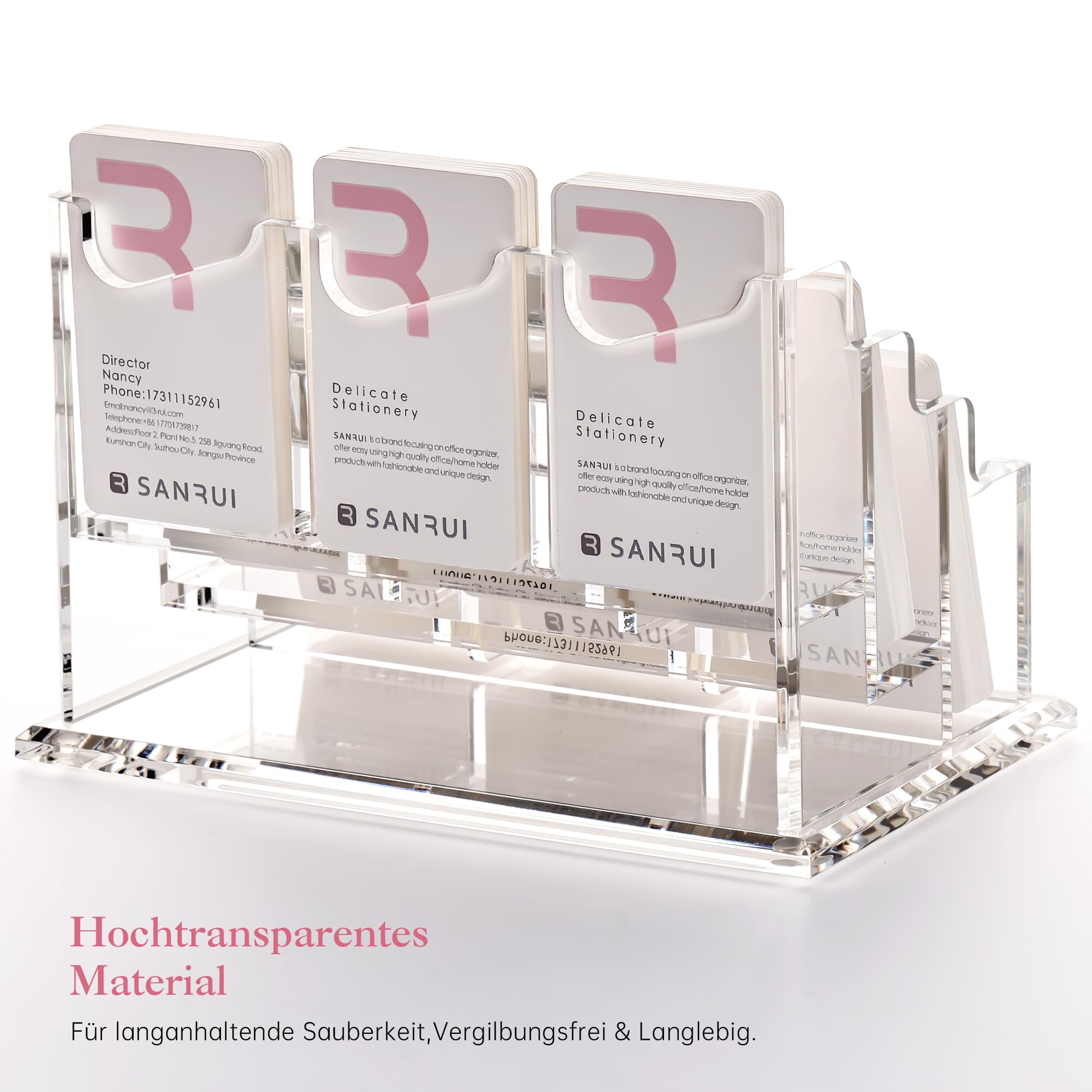 SANRUI Soporte para tarjetas de visita vertical, acrílico, 9 compartimentos