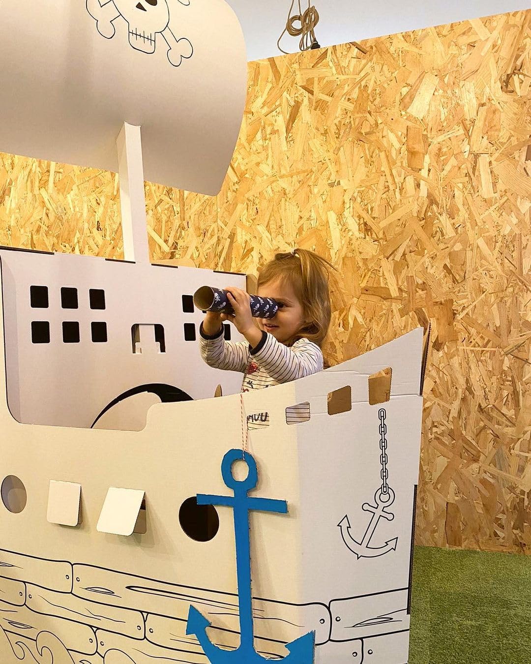 Barco pirata de cartón – Juego gigante: 1,50 x 78 x 2,11 – Juego a partir de 3 años – Ideal como regalo de cumpleaños, Navidad o decoración