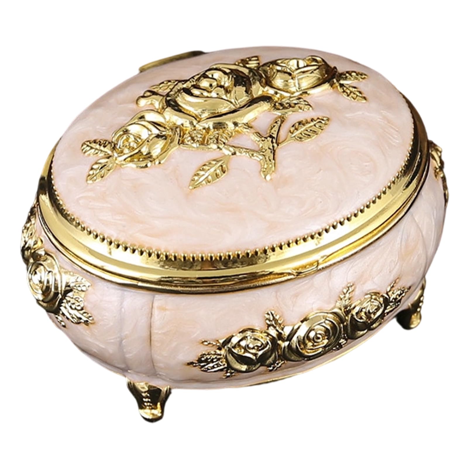 MIDOKSTUA Sturdy Alloy Jewelry Storage Box Featuring Enameled Floral Pattern Old Jewelry Storage