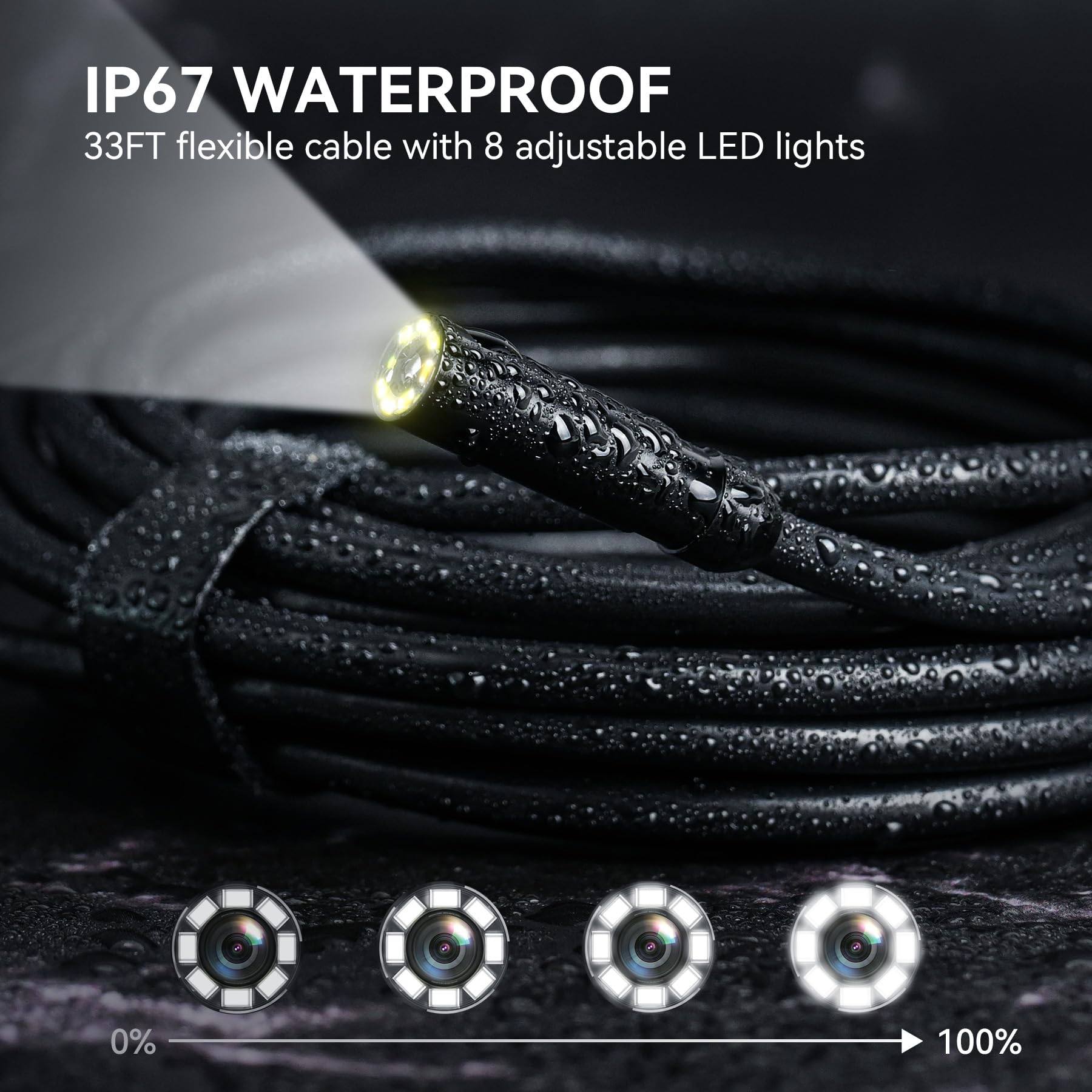Industriële Inspectiecamera IP67 TICFOX Endoscoopcamera - 5 M Kabel, 8 Mm Sonde, 4,3 Inch IPS-scherm, 1080p, IP67 Waterdicht Industriële Endoscoop 5 Meter