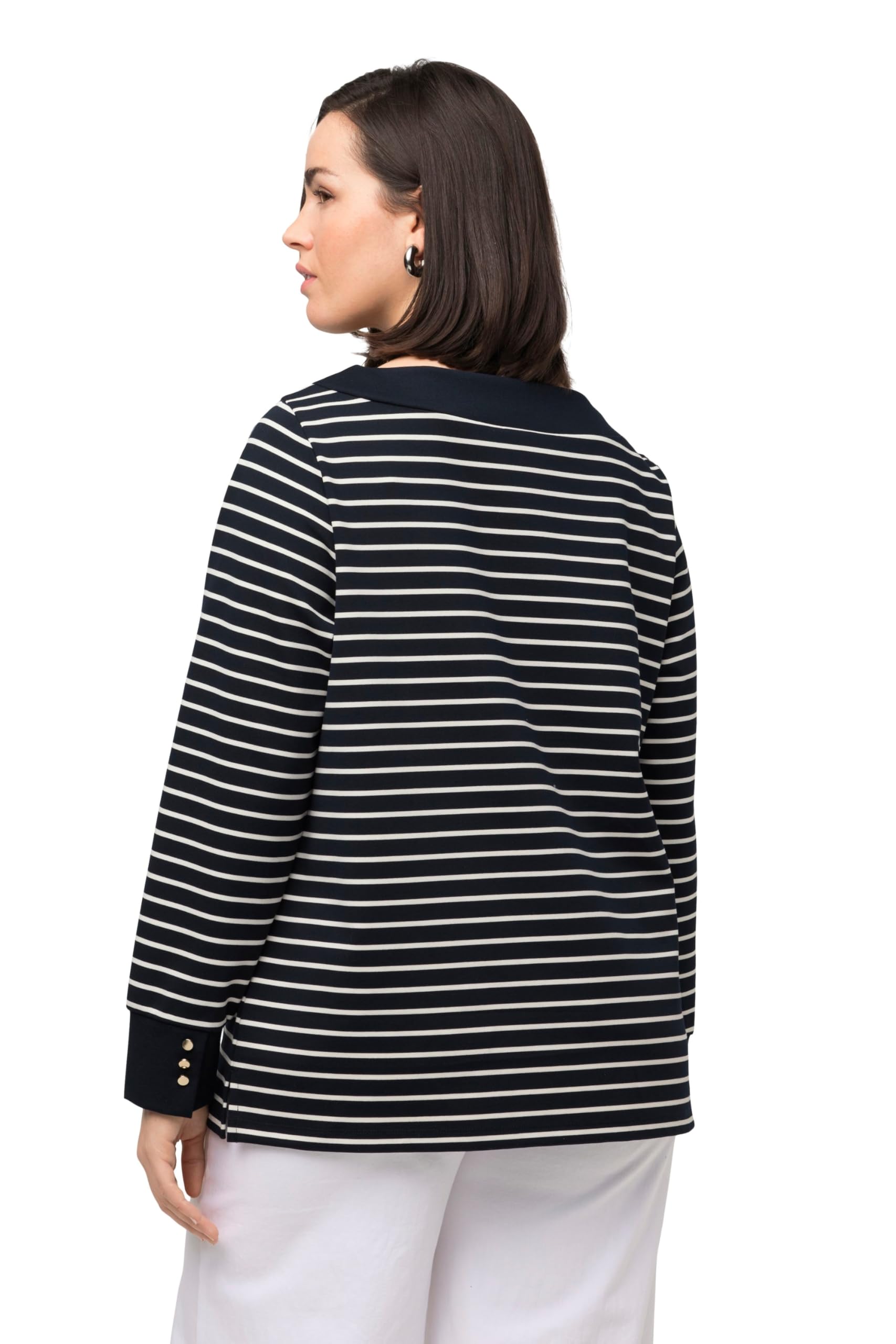 ULLA POPKEN Felpa, A Righe, Scollo A Barca, Maniche Lunghe Maglia di Tuta Donna