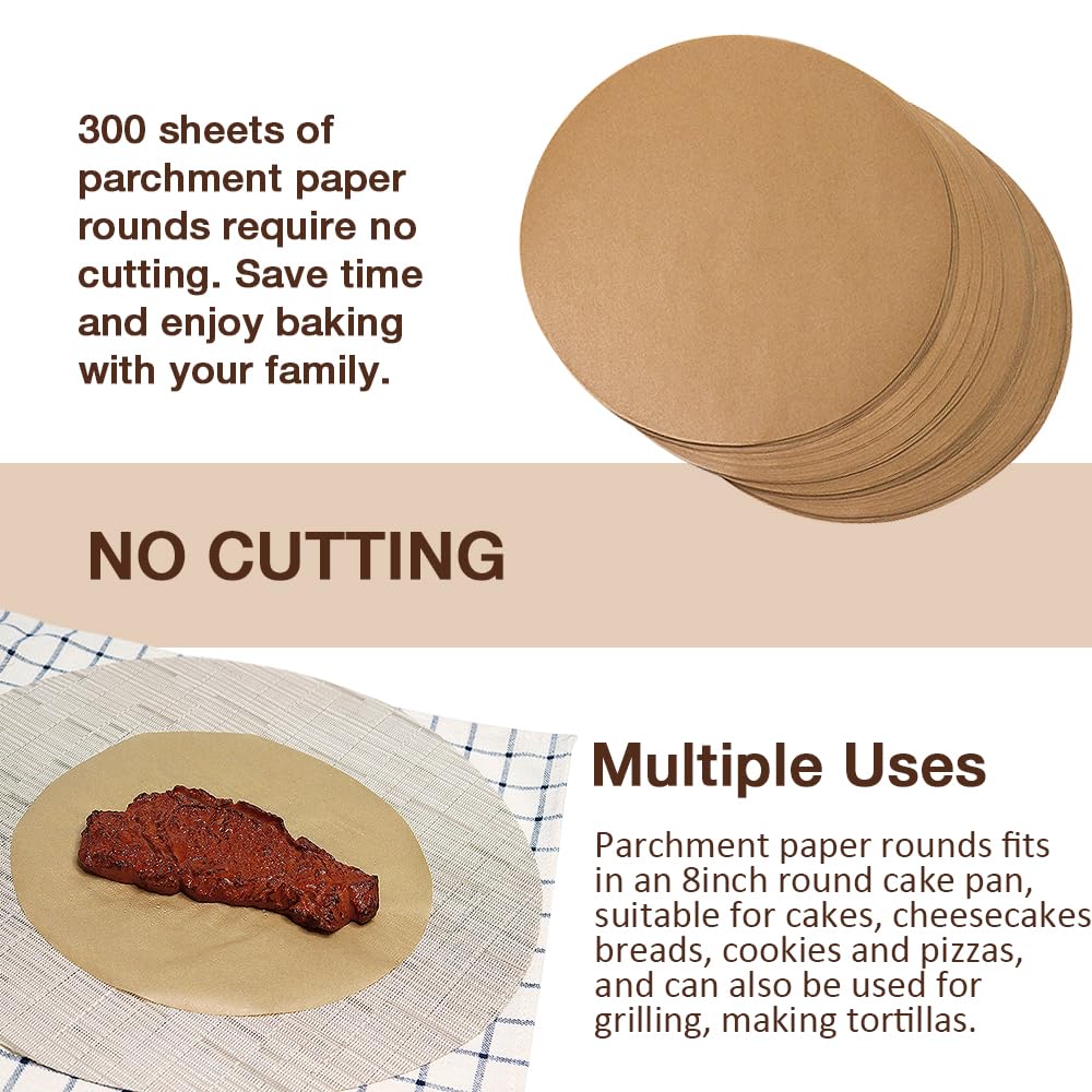 Pergamentpapier, rund, 20,3 cm, 300 Stück, Pergamentpapier zum Backen