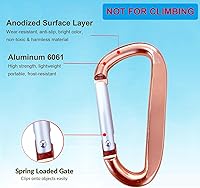 Vista 3 de Lindo clip de mosquetón, anillo Caribeener D de aleación de aluminio de 3 pulgadas, gancho de resorte para clip de llavero