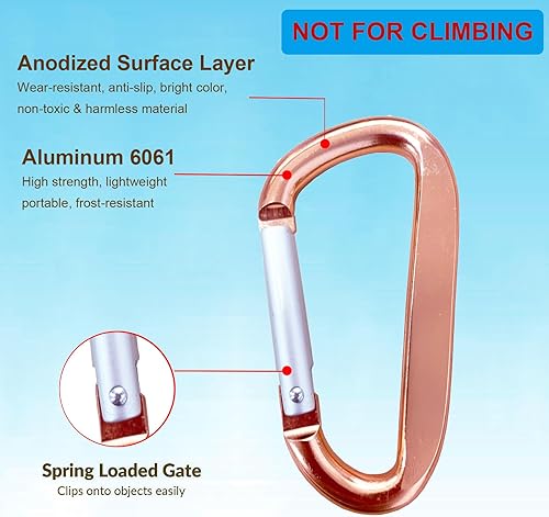 Miniatura 3 de Lindo clip de mosquetón, anillo Caribeener D de aleación de aluminio de 3 pulgadas, gancho de resorte para clip de llavero