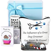 Chicingyou 1 Set Dog Groomer Gift Box Set Pet Groomer Appreciation Gift Includes Makeup Bag Keychain Furologist Socks Glass Thank You Card Presents for Dog Groomers