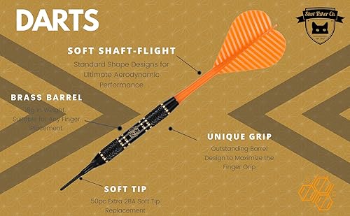 Miniatura 4 de SHOT TAKER CO. EST. 2017 Juego de dardos de punta suave  12 dardos de barra  50 puntas extra negras 2BA  3 de cada color  dardos divertidos para 4