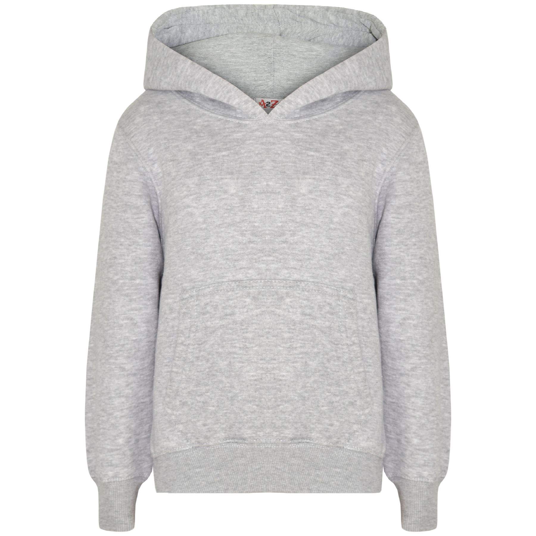 A2Z 4 Kids Tie Dye Hoodie Fleece - Plain Sweat Hoodie Grey 3-4