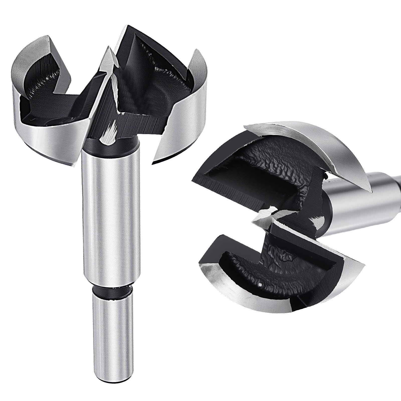 DTGN 45mm Forstner Drill Bits 1-3/4" - 2Pack - Good for Wood Plastic Plywood - Carbon Steel Woodworking Hole Saw Cutter with Round Shank - Silver