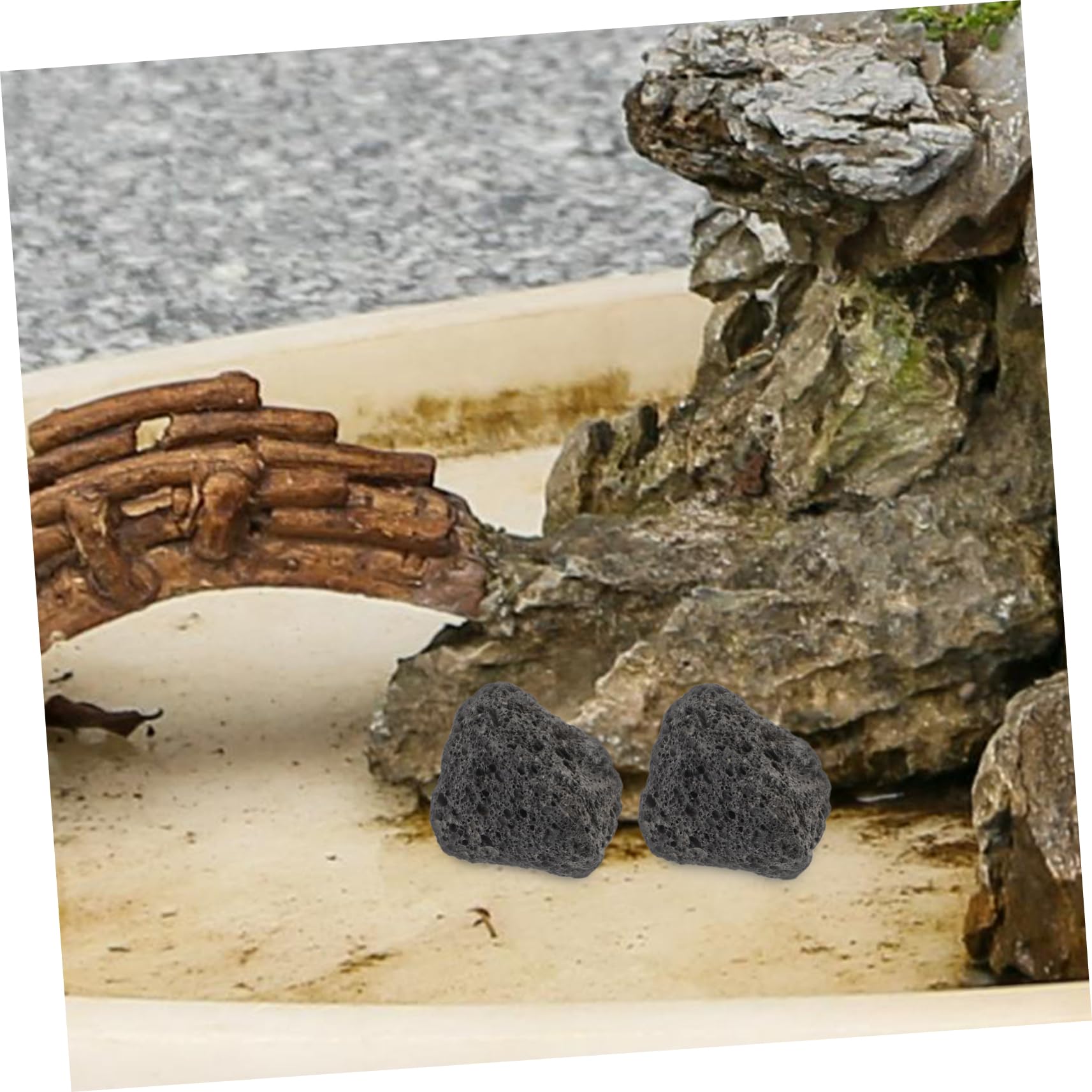 TOPBATHY Lot De 3 Galets De Roche Volcanique Élégants pour Aquarium Aménagement Paysager en Pierre Naturelle pour Aquarium