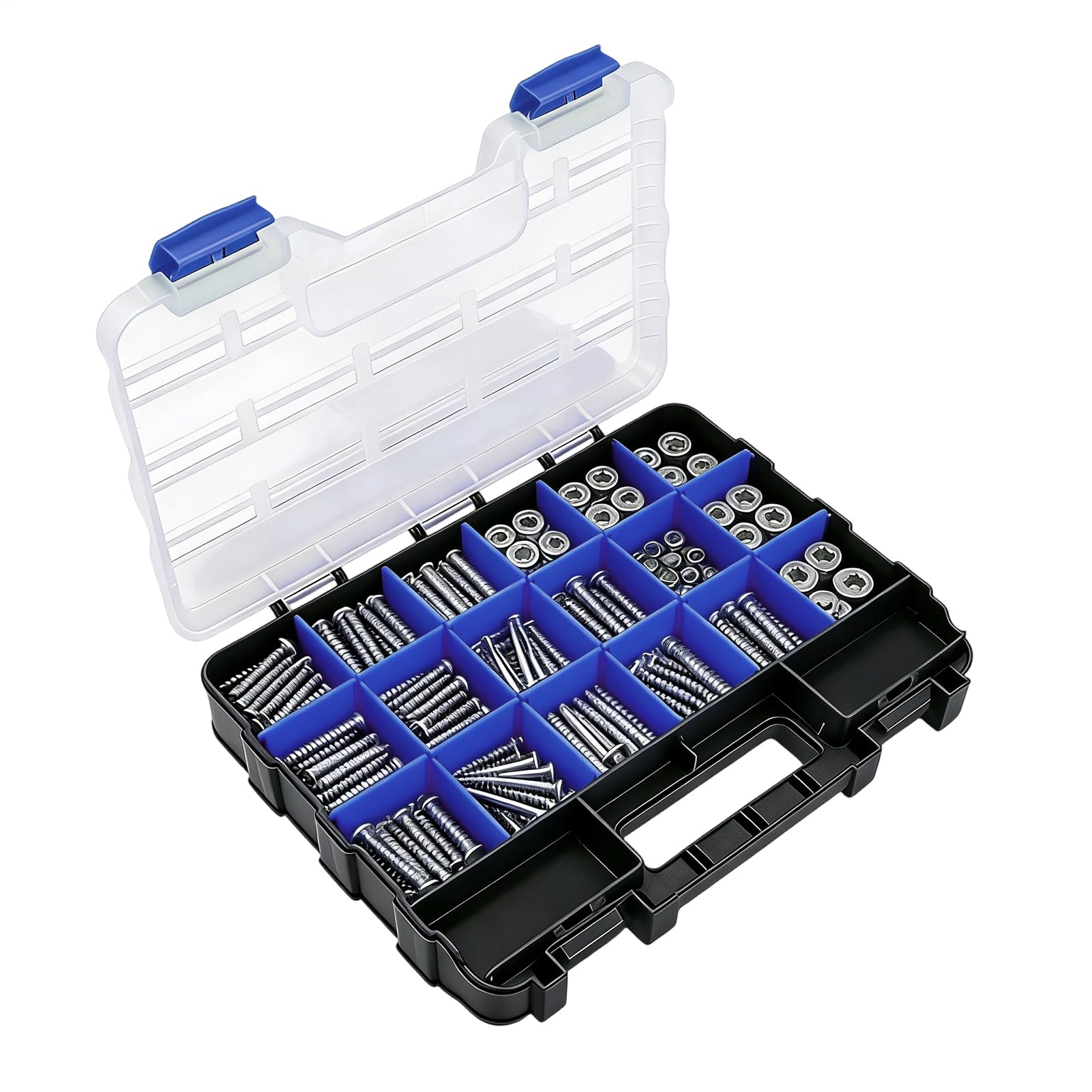 Organizzatore Per Piccoli Componenti Contenitore con 34 Scomparti a Doppia | Scatola per Piccoli Componenti e Utensili per Dadi Chiodi Bulloni Gioielli Componenti Elettronici Garage Officin