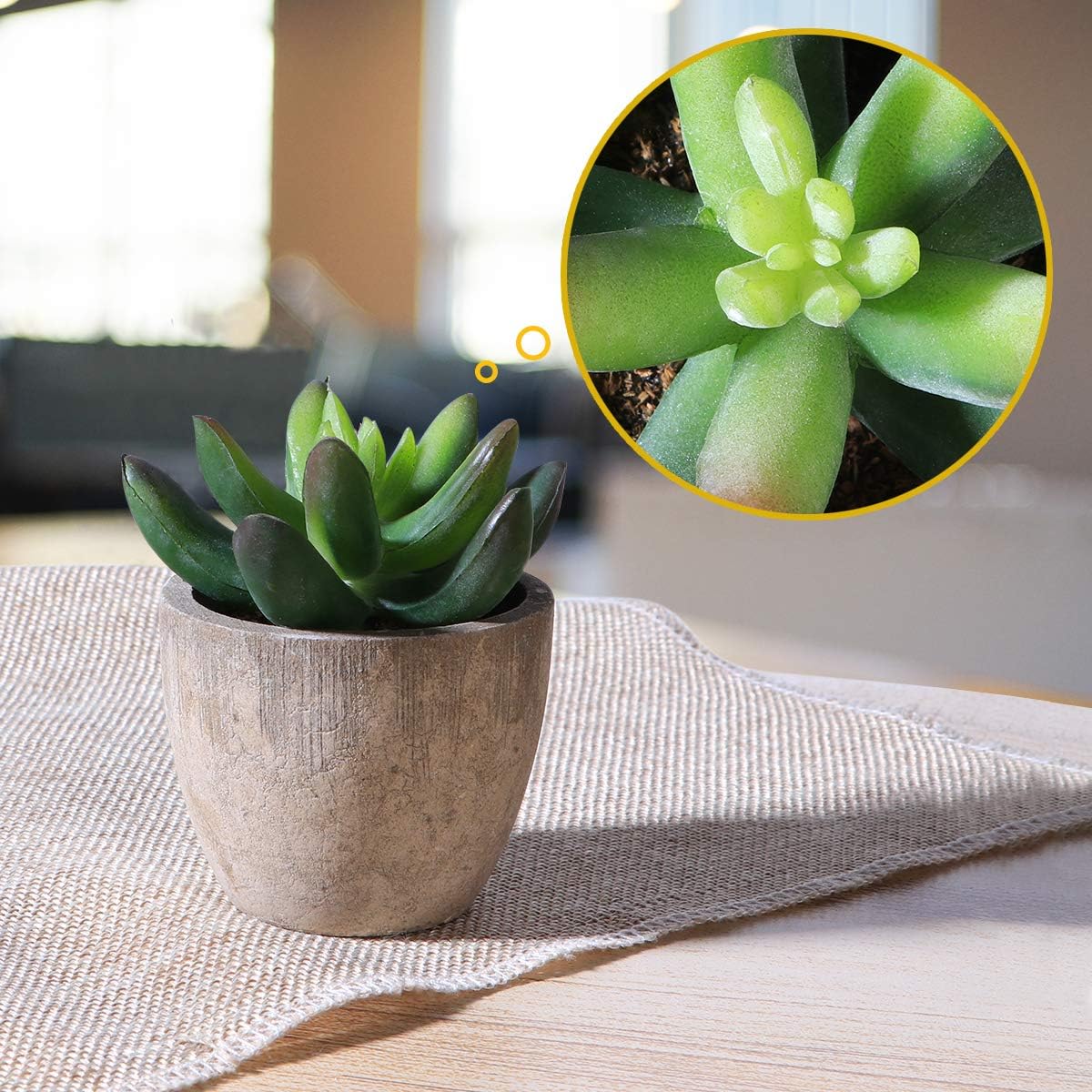 Cabilock Ounona 3pcs Artificial Succulent Plants Set with Pots - Realistic Faux Mini Succulents for Home, Office, and Aesthetic Decor - Perfect for Desk, Living Room, and Bathroom