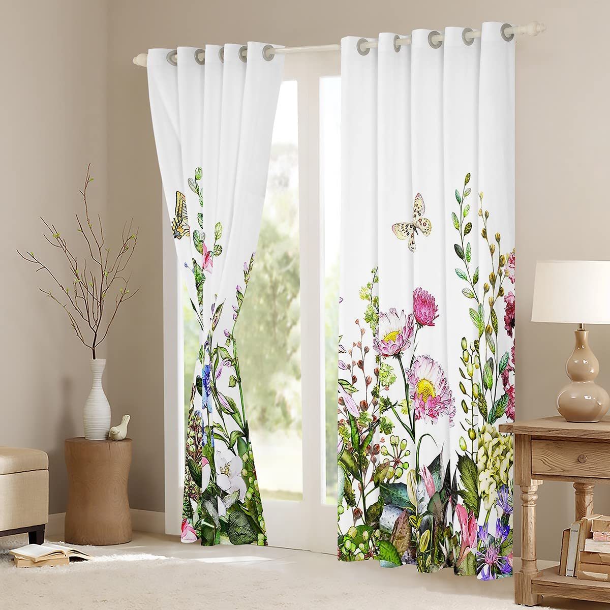 CTQTZ Animé Fille Fleurs Papillon Rideaux Occultants Papillon Fée