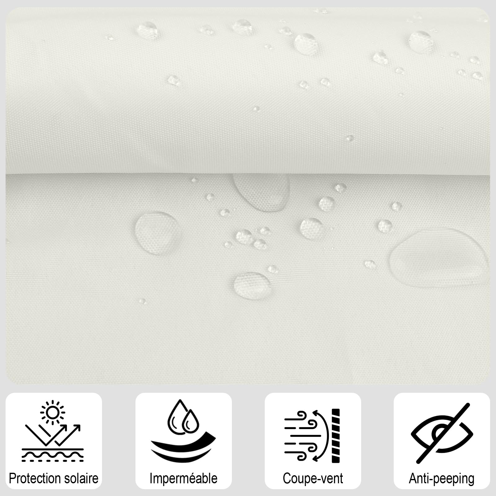 SUNNY GUARD Brise Vue Balcon 90x300cm Cache Vue Balcon,Protection UV,Coupe-Vent et Imperméable,pour Terrasse Jardin Patio,avec Attaches de câble,Crème - 3