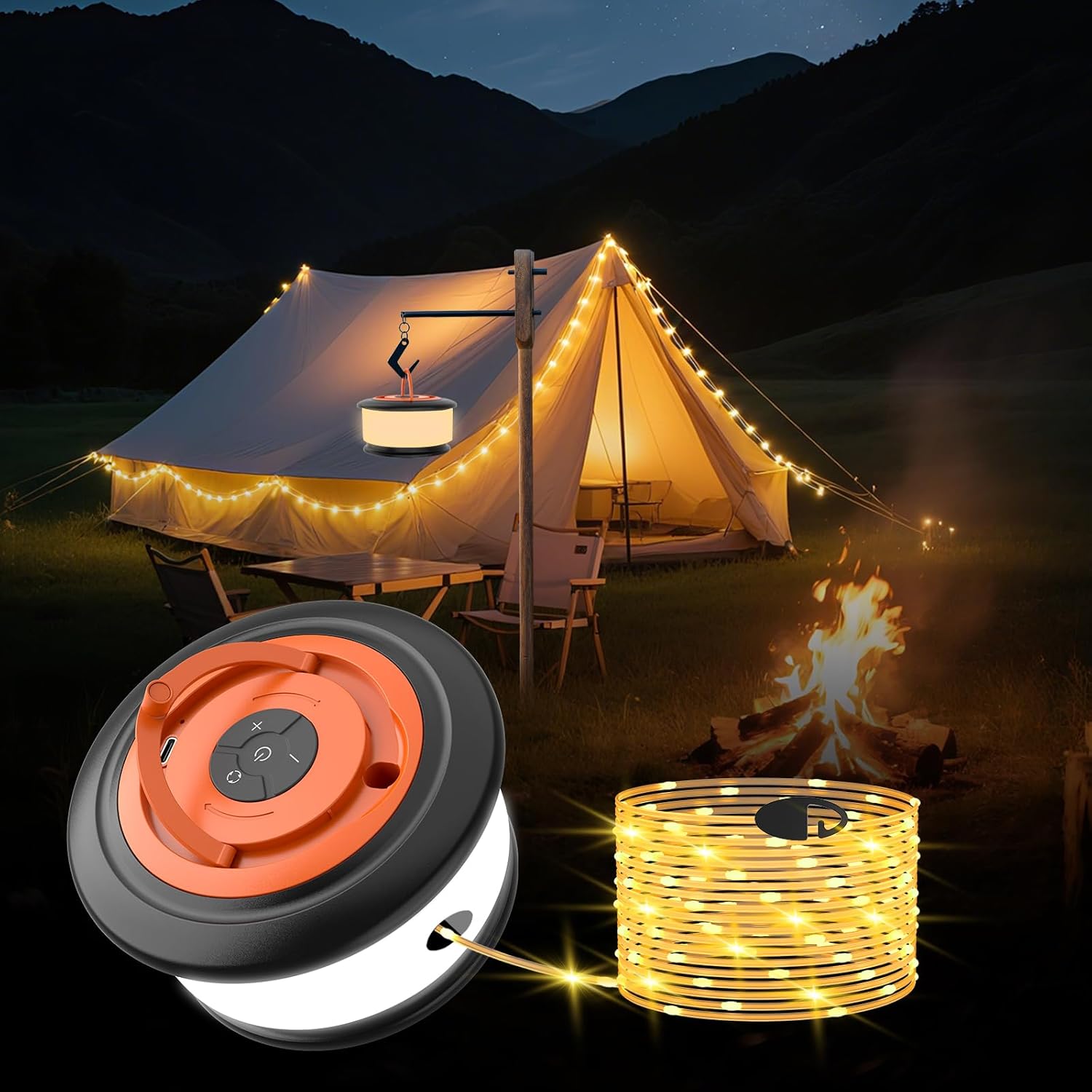 Camping String Lights, 3 in 1 Outdoor Camping Light...
