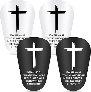 2 Pairs Mini Shin Guards Soccer 3.35 x 2.36 Inches Christian Faith Cross Design Small Light Football Shin Pads Protective Equipment with Bible Verse Religious for Football