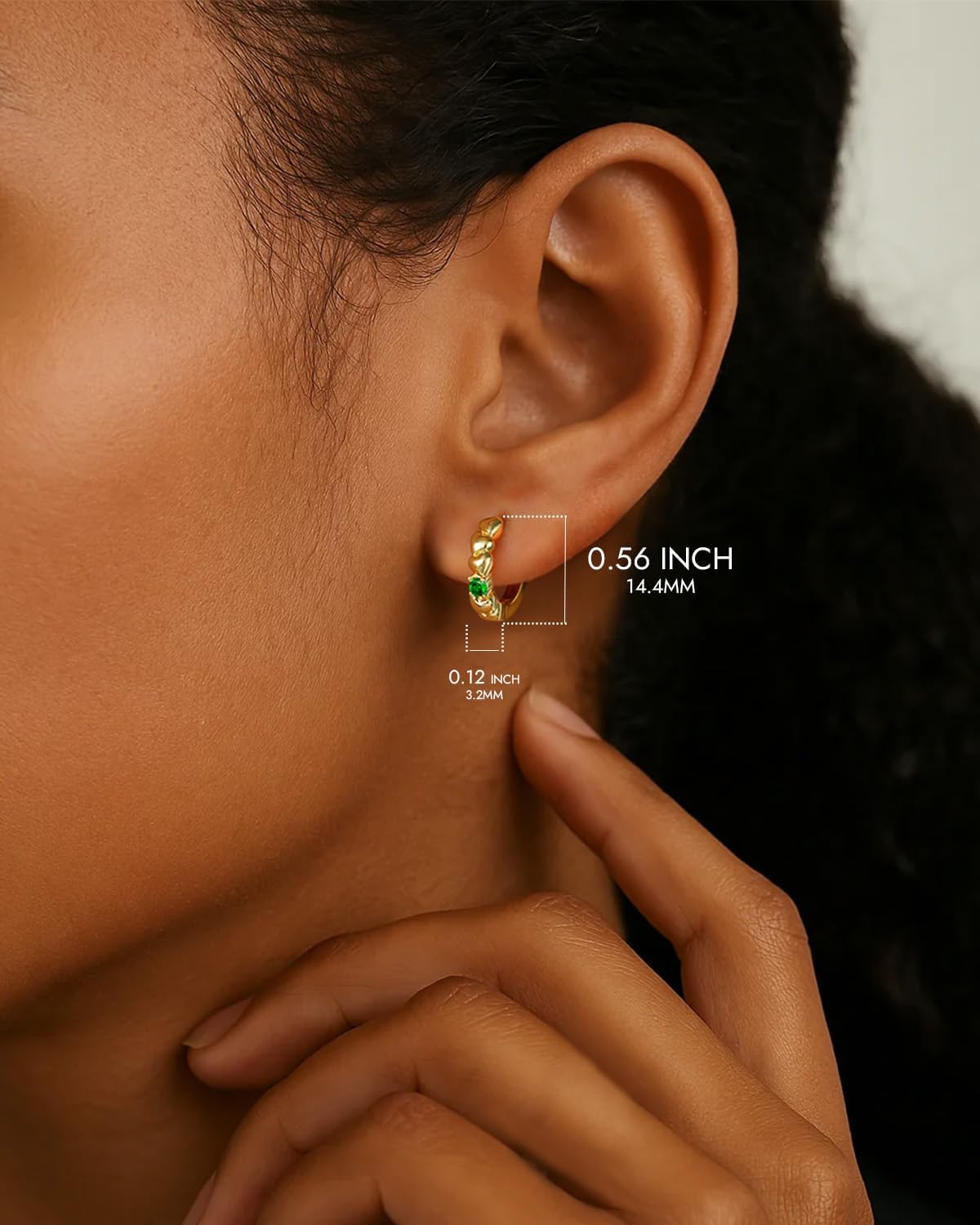 925 Sterling Silver Hoop Earrings for Women, 14K Gold Plated Birthstone Huggie Earrings, Danity Minimalist Hypoallergenic Jewelry Birthday Christmas Gifts for Her Mom Girlfriend