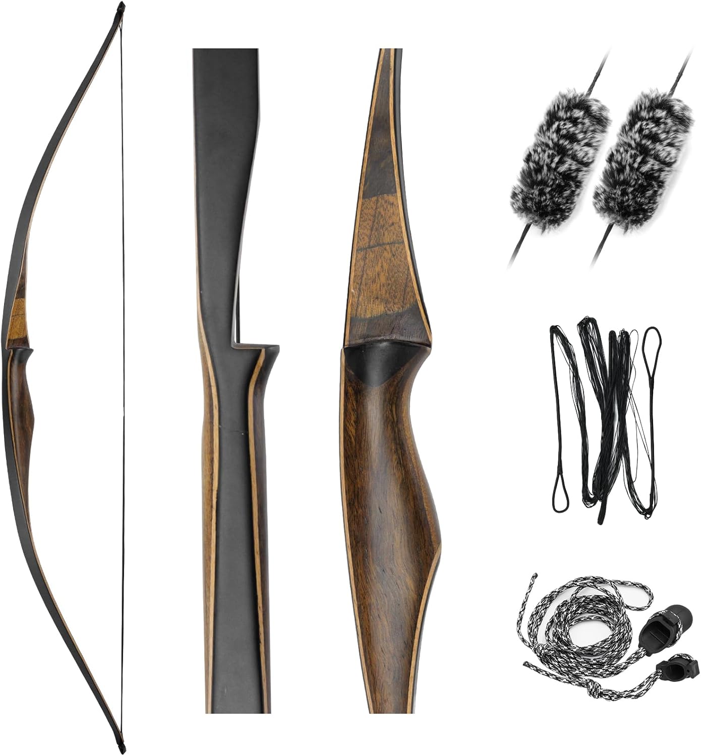 52 Inch Traditional Longbow for Adults Archery Wooden Longbow Handmade Long Bow for Hunting Right Hand Bow Kit