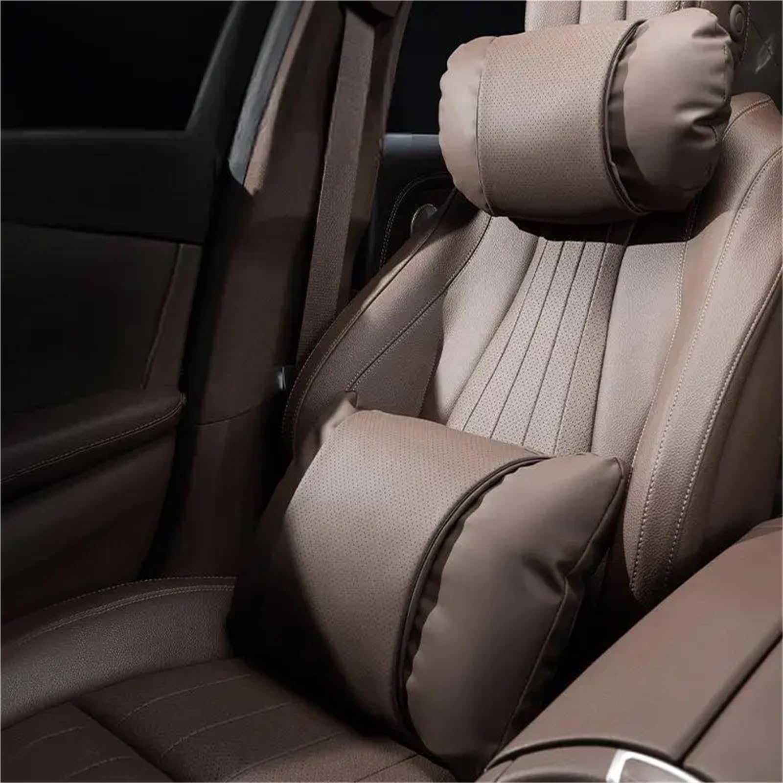 Reposacabezas Coche Reposacabezas de cuero, cojines transpirables para la cintura y almohadas cervicales compatibles con General Motors.(E style)
