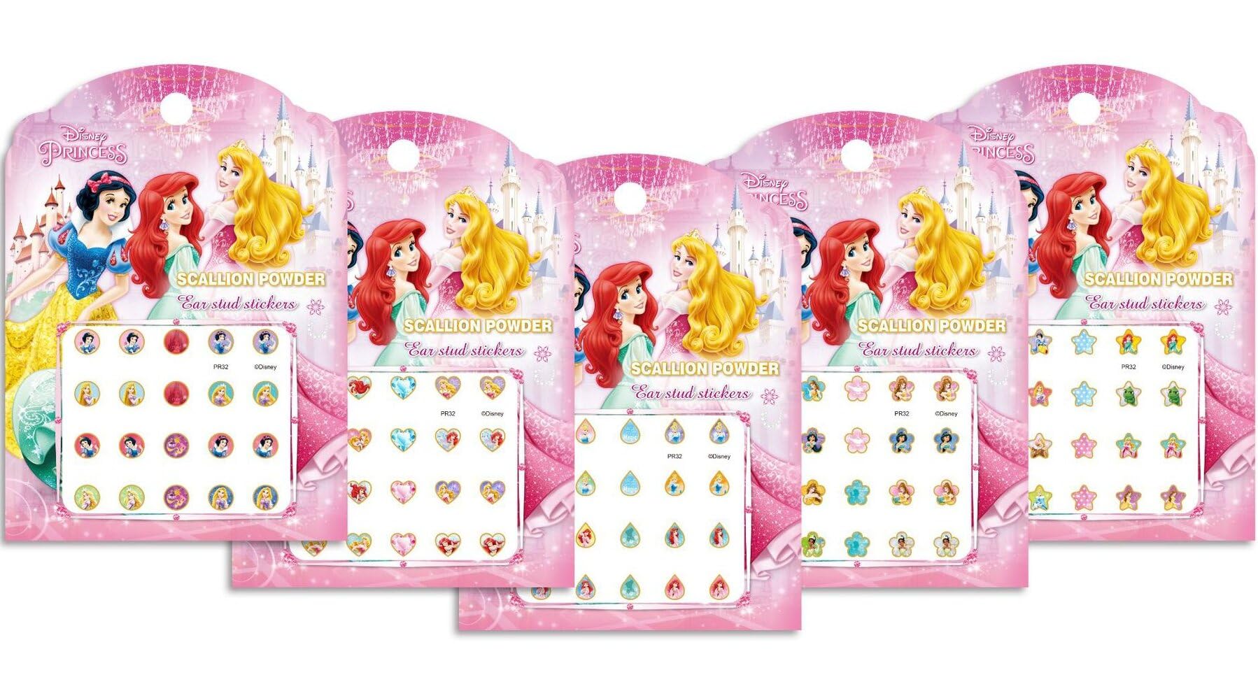 Princess Klebeohrringe Selbstklebende Kinder Prizessin Mädchen Ohrringe Sticker Earrings(5 Blätter)