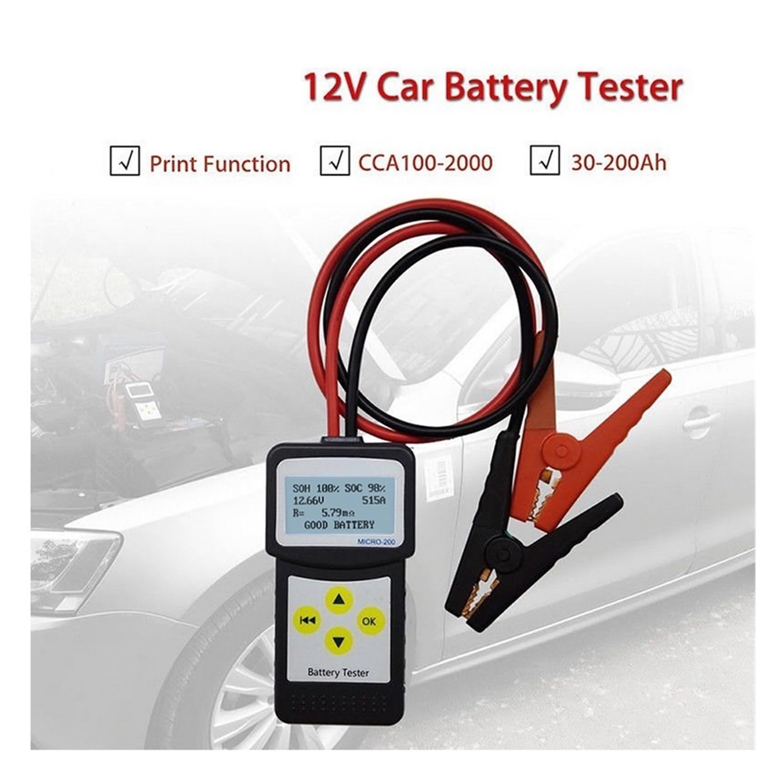 Tester akumulatora samochodowego 12v Cyfrowy żelowy analizator akumulatorów samochodowych Samochodowy wydruk USB łAtwy W UżYciu