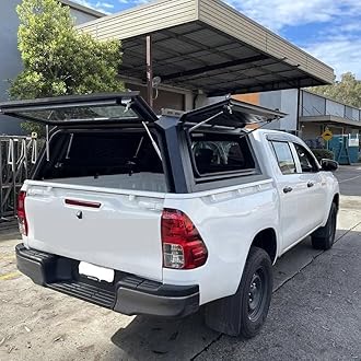 Tonneau Cover Pickup Truck Topper Compatible For Toyota Hilux TRD 2014-2025 Bed Cover with Lock, Truck Bed Canopy Hardtop Canopy Accessories Covers(Style B:Side Glass Sliding Window)