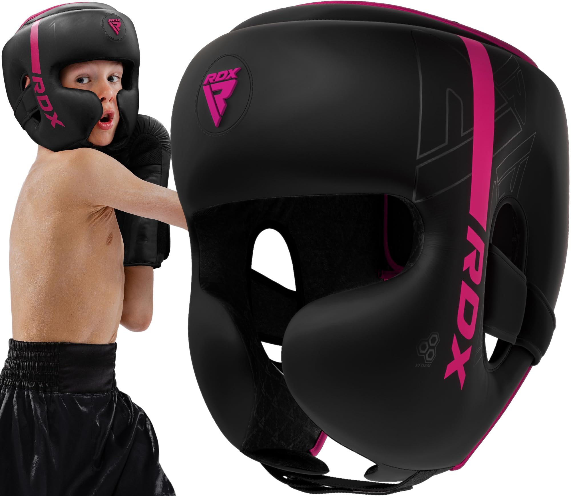 RDX Kids Headguard for Boxing, Adjustable Padded KARA Youth Head Gear for Cheeks, Forehead, MMA Training, Muay Thai, Kickboxing, Sparring, Martial Arts, Karate, Taekwondo Junior Girls Boys Helmet
